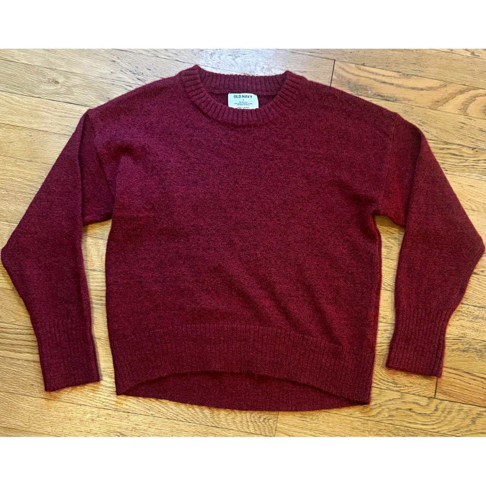 Old Navy Women's Red Knit Crew Neck Pullover Sweater Solid Long Sleeve Size S